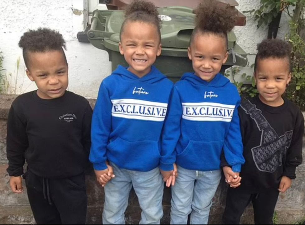 Photo of the four Brothers together, Kyson and Bryson aged four and Keyton and Logan ages three