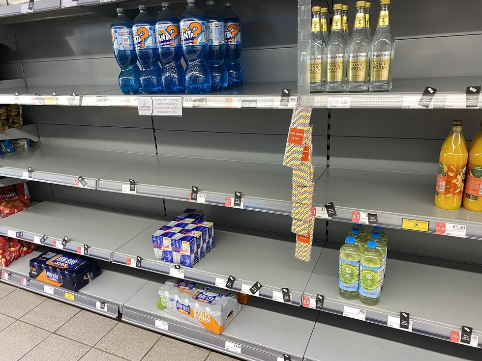 Photo taken with permission from the Twitter feed of @HapG86 of empty shelves in a Co-op. The shop replied to the Twitter user putting the low stock down to how many staff were self-isolating.