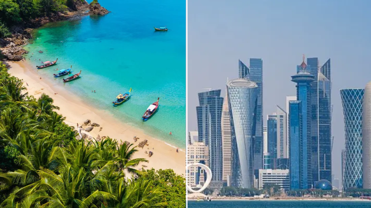 Phuket beach / Doha city skyline