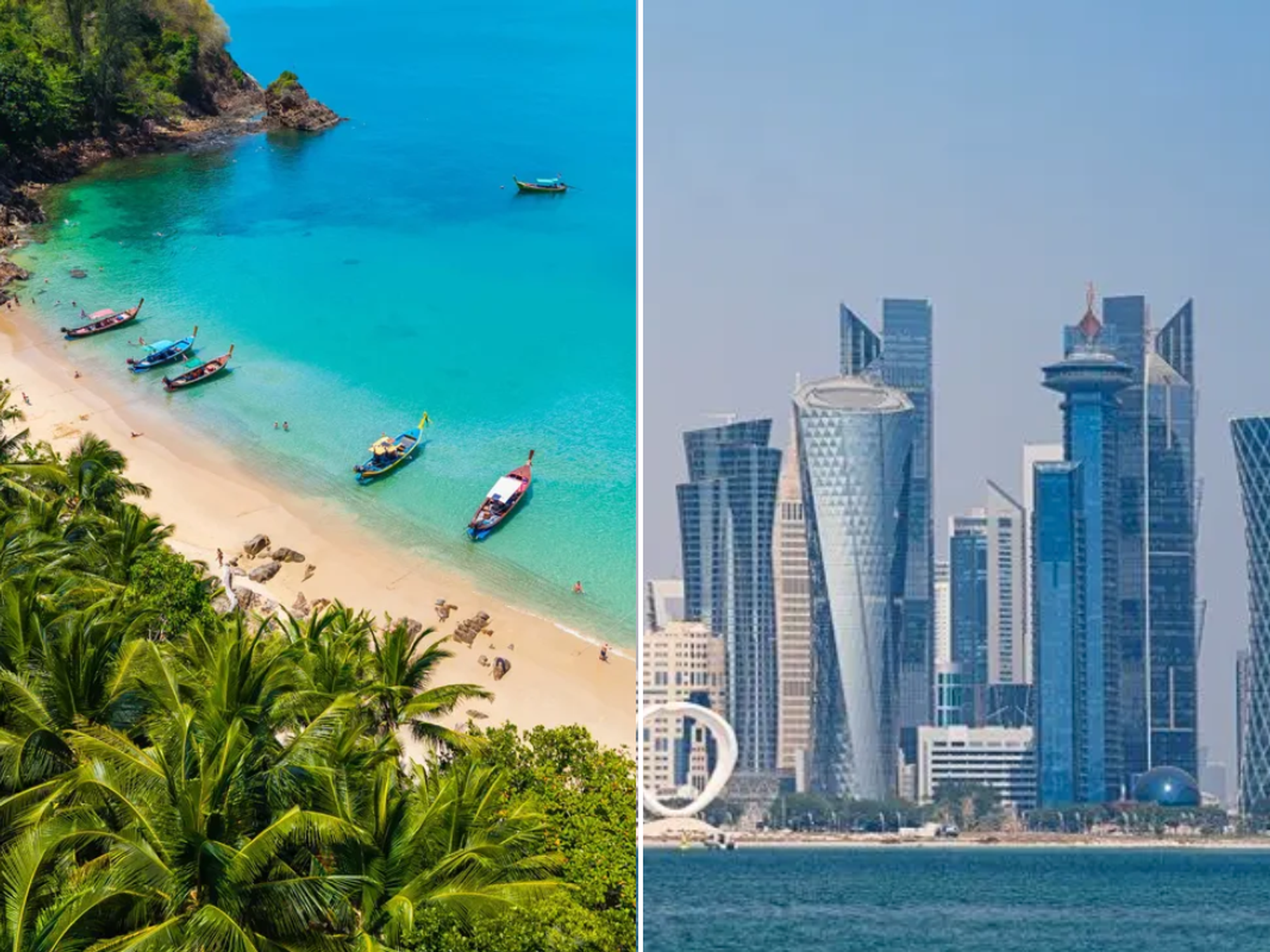 Phuket beach / Doha city skyline