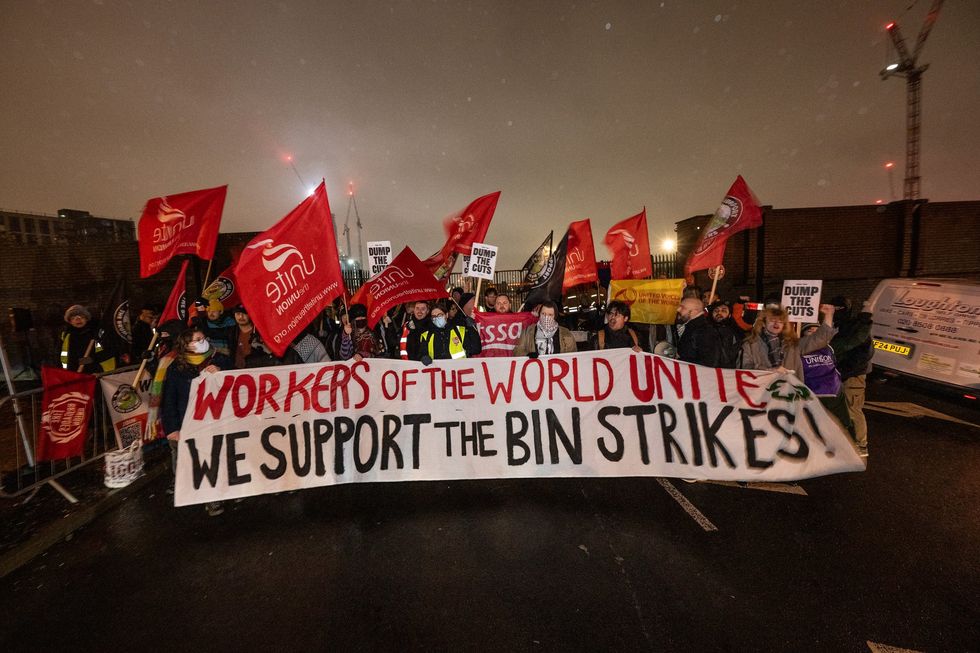 Piquete no centro da cidade de Birmingham