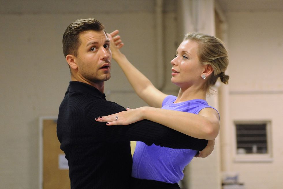 Picture of Rachel Riley and Pasha Kovalev rehearsing for Strictly in 2013. See PA Feature BOOK Riley. Picture credit should read: Joe Giddens/PA. WARNING: This picture must only be used to accompany PA Feature BOOK Riley.