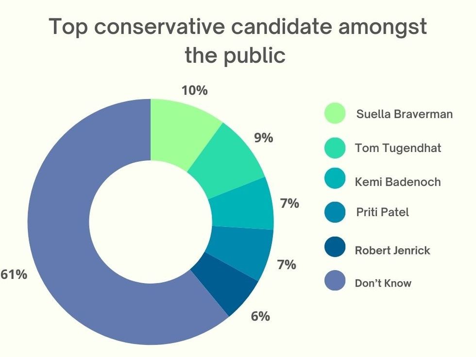 Pie chart showing top conservative candidate amongst the public