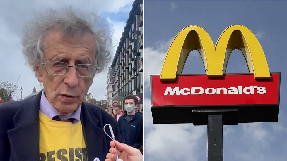 Piers Corbyn and a McDonald's sign