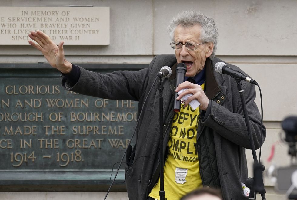 Piers Corbyn gives a speech in the Central Gardens in Bournemouth before the anti-vax Bournemouth outreach march. Picture date: Saturday February 5, 2022.