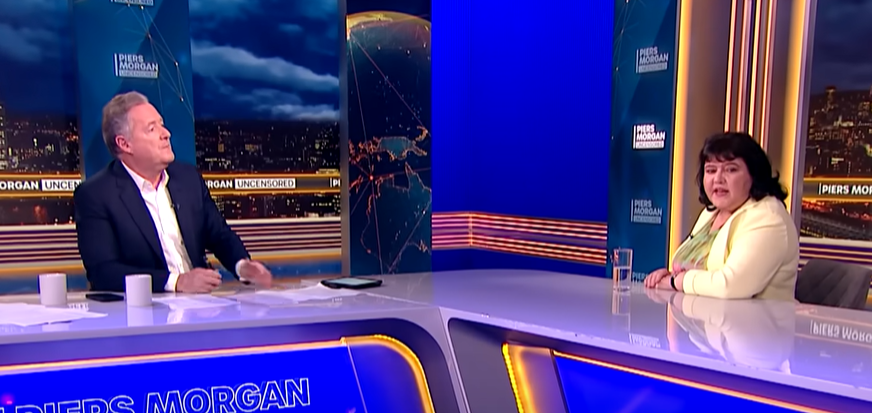 Piers Morgan and Fiona Harvey