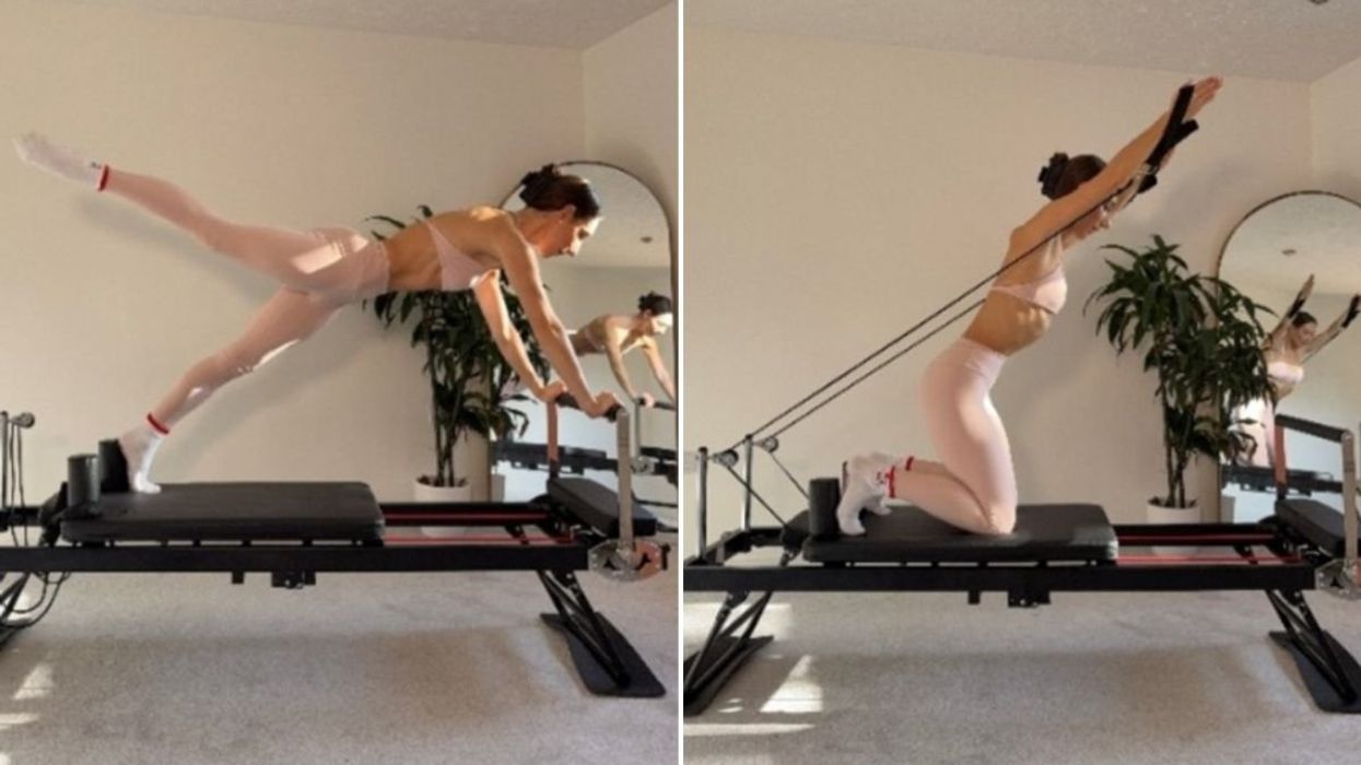 Pilates expert Kayleigh Jayne Fit using Aldi's Reformer Pilates Machine