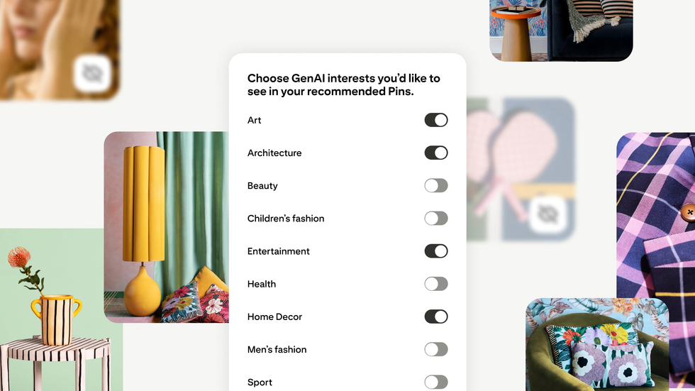 Pinterest settings to specify AI-generated content preferences