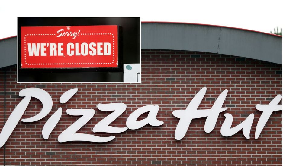 Pizza Hut restaurant and closed sign