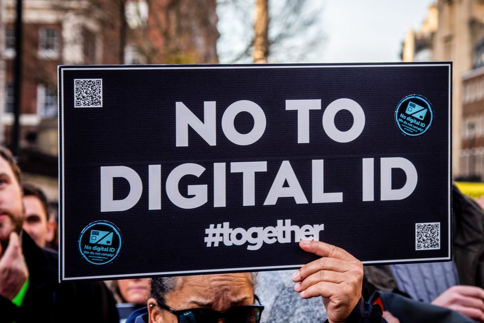 Placard reading 'No to digital ID'