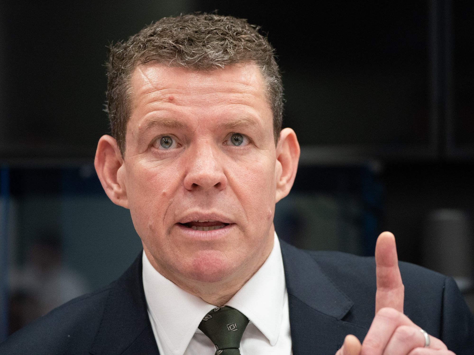 Plaid Cymru leader Rhun ap Iorwerth speaks during a press conference at Ty Hywel in Cardiff