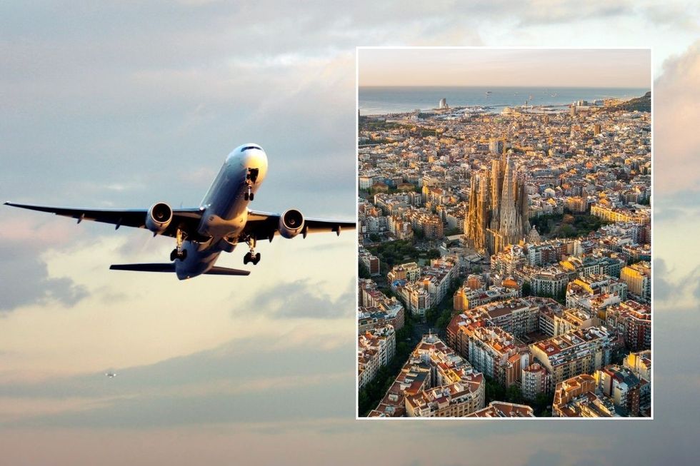 plane and aerial view of spain