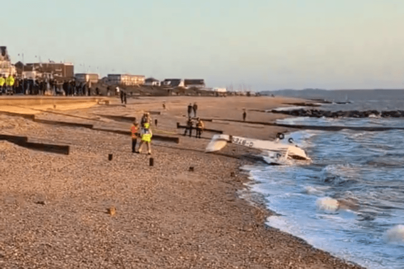 Plane crash on Lee-on-the-Solent beach