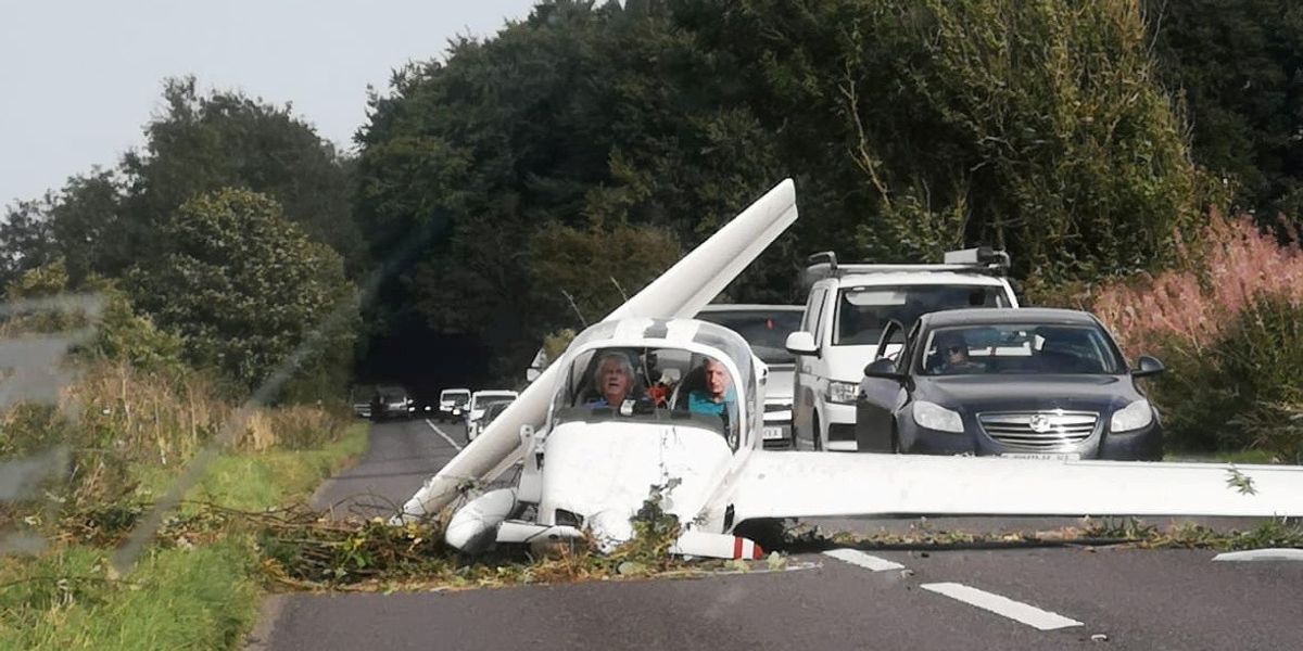 NextImg:Pilot and passenger make miracle escape after crash landing plane on busy road