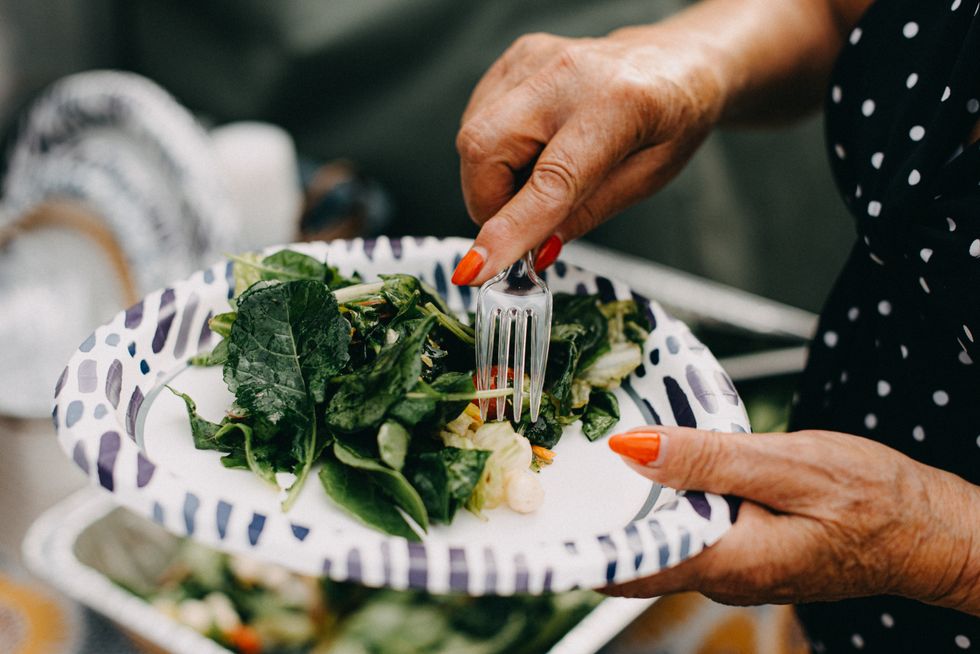 Plate of mixed vegetables and leafy greens