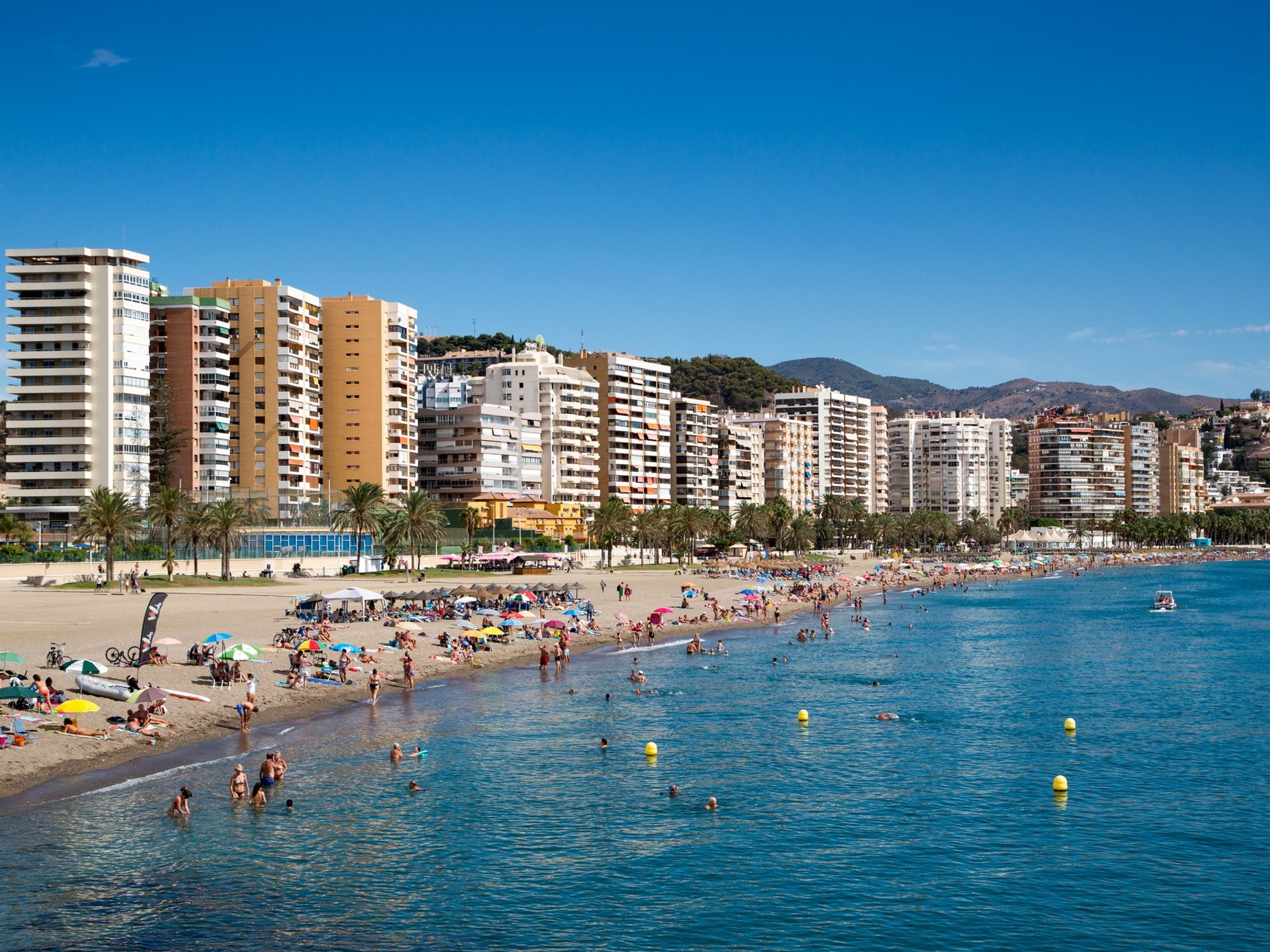 Playa de la Malagueta beach, Malaga, Costa del Sol, Spain