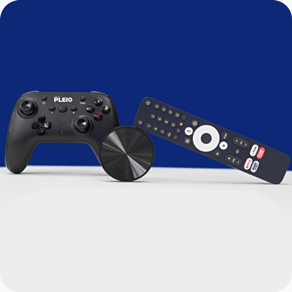 Disco Pleio, controle remoto e controlador de jogo
