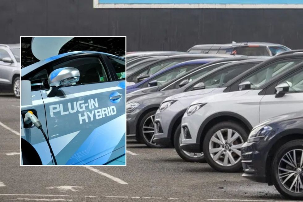 Plug-in hybrid and a car sales lot