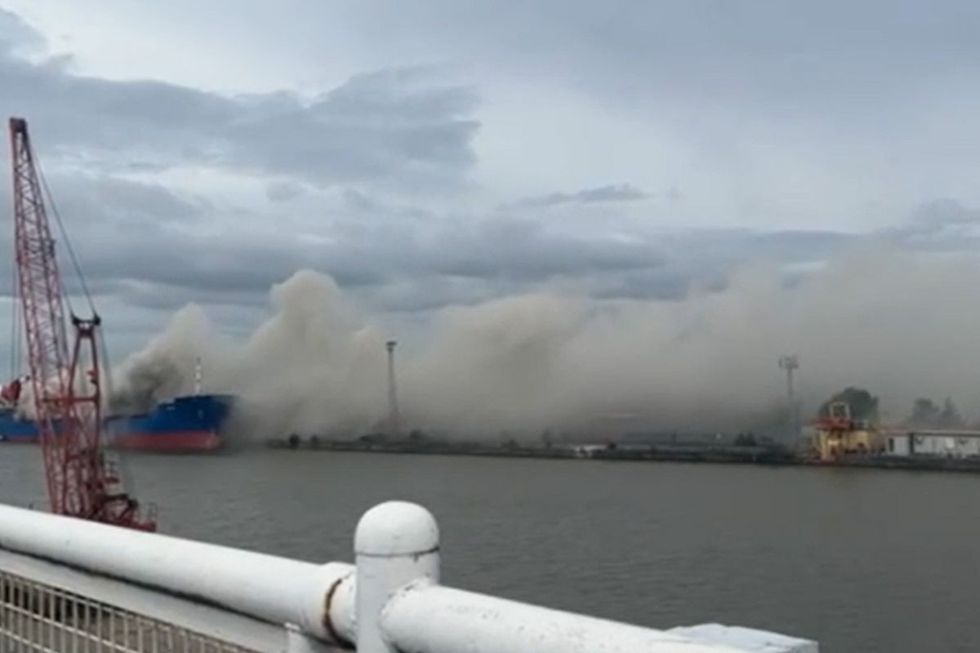 Plumes of smoke soared after the fire broke out