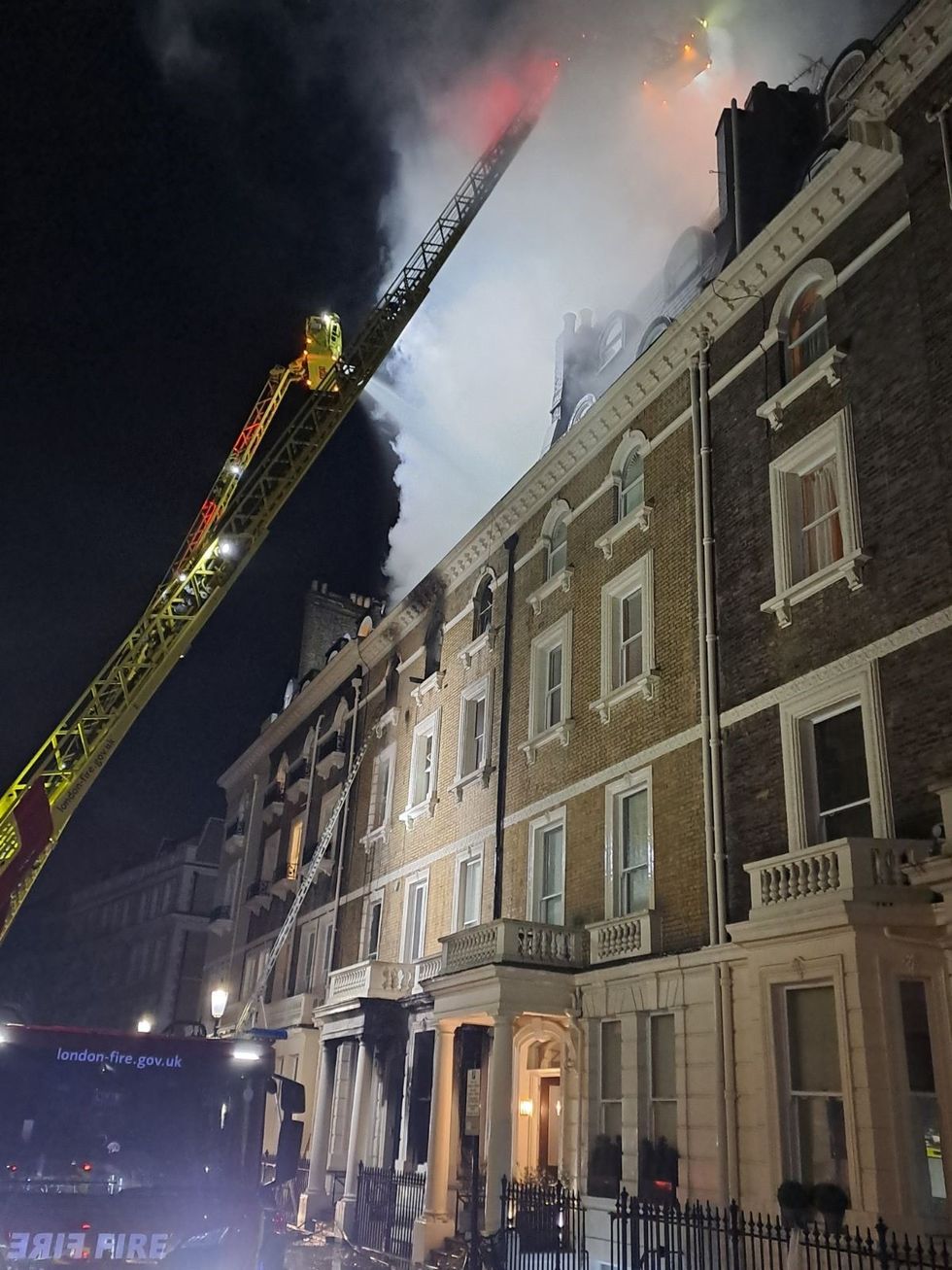 Plumes of smoke soared into the London night sky