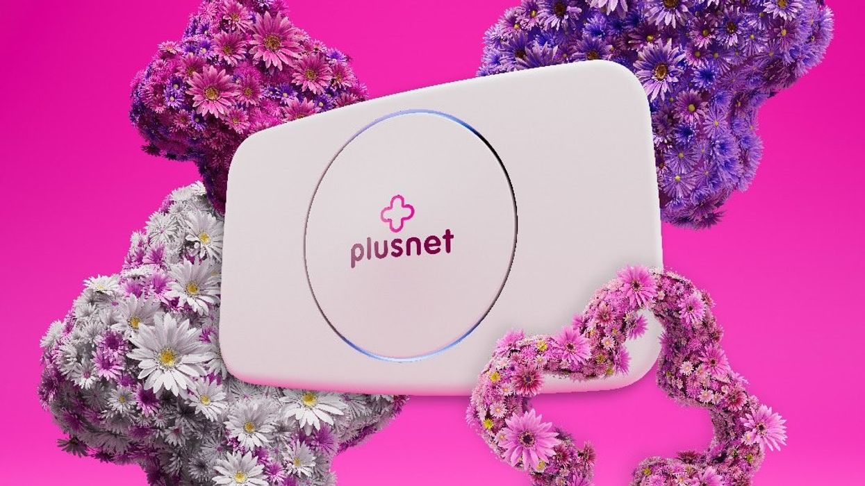 plusnet broadband router pictured surrounded by pink flowers