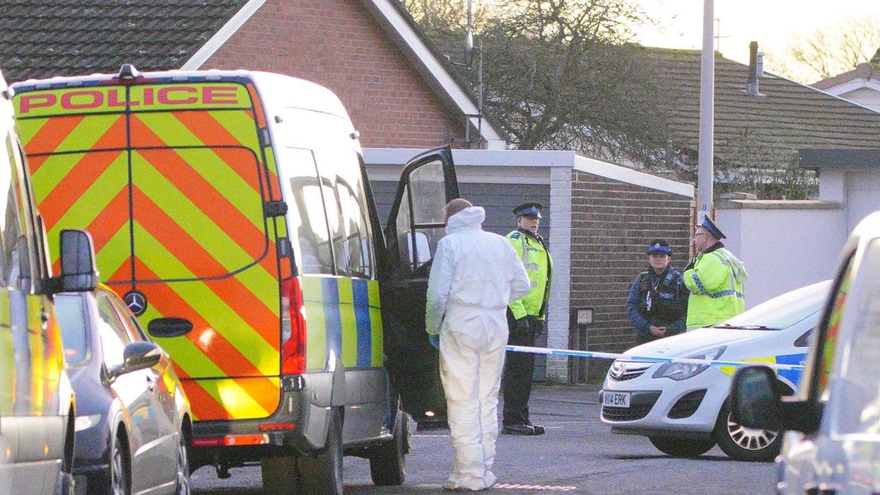 Police and forensics near the scene in Lime Close, in the Mead Vale area of Weston-super-Mare