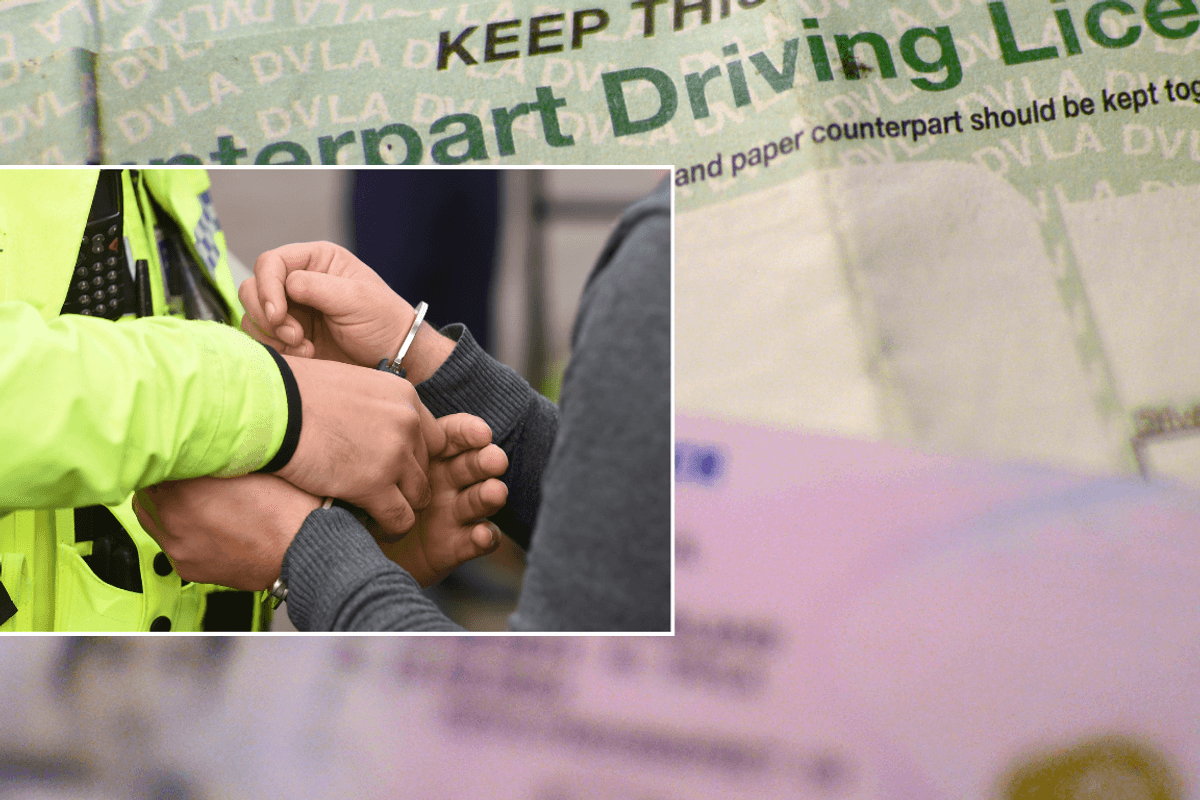 police arresting someone and driving licence information