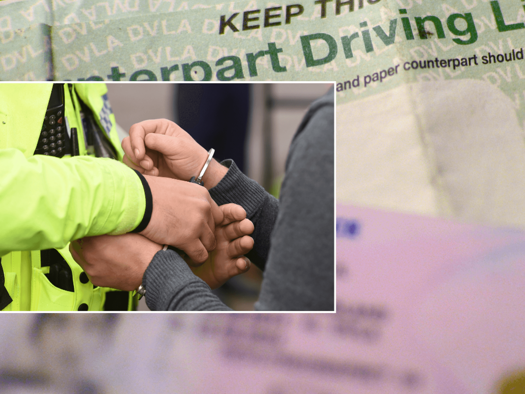 police arresting someone and driving licence information