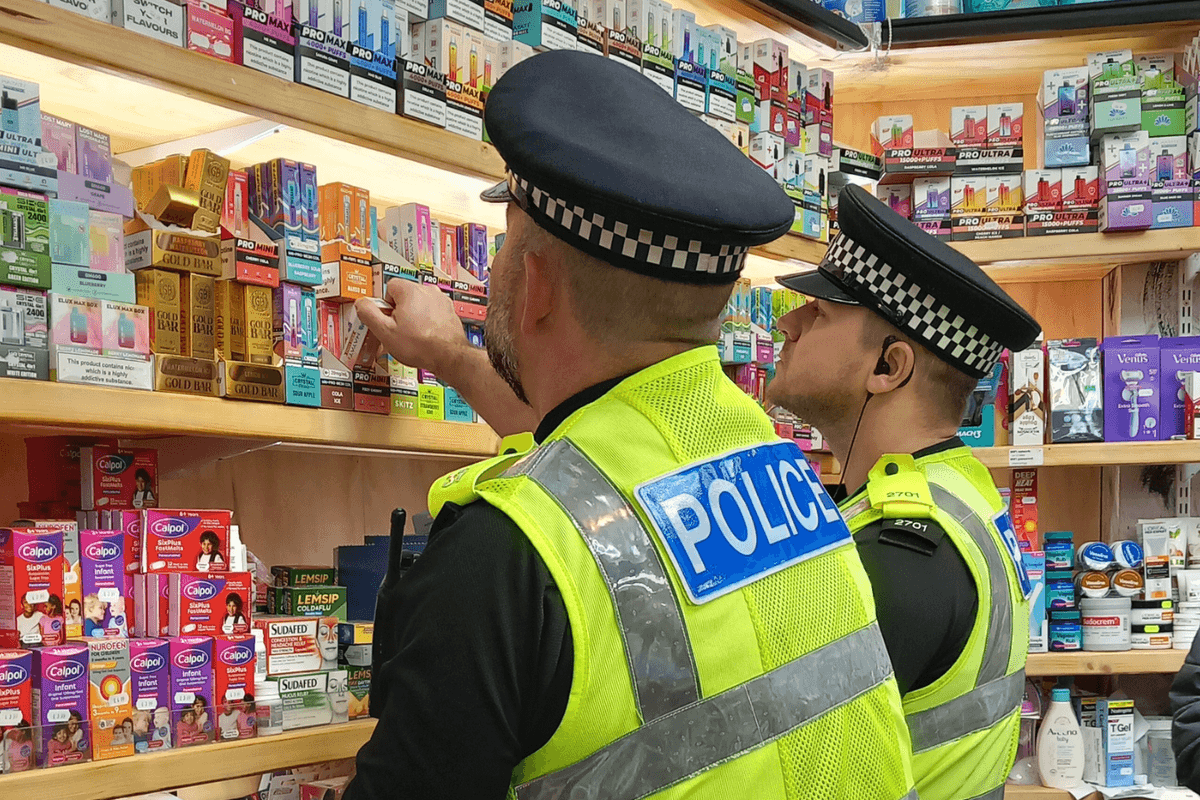Police at a shop