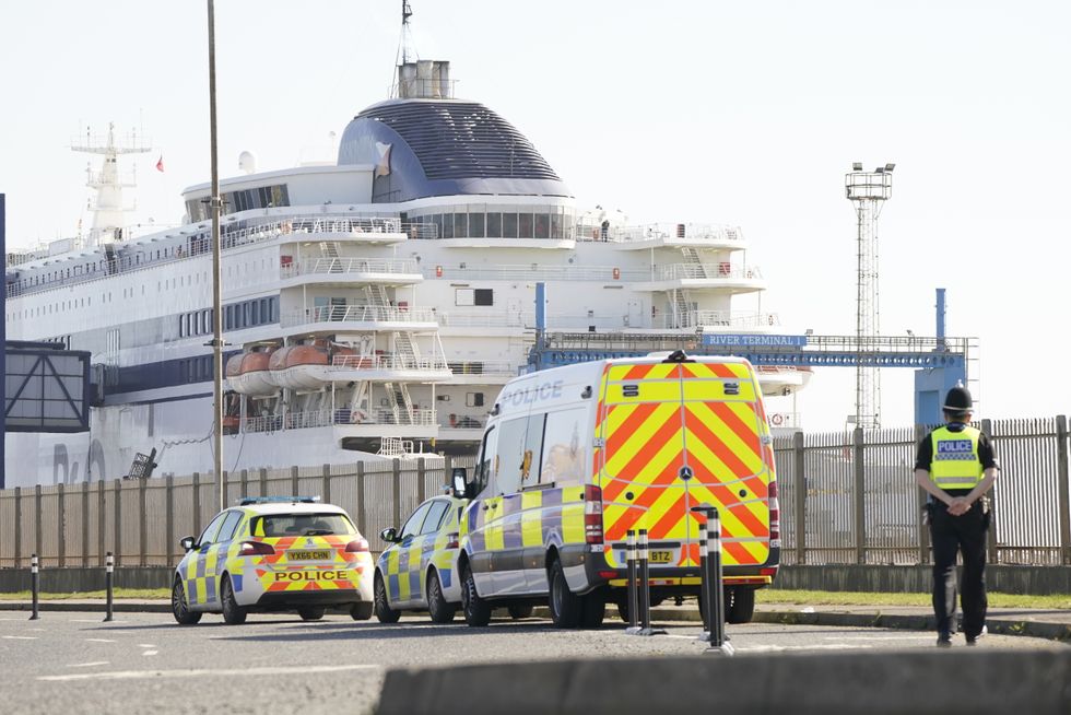 Police at an entrance to the Port of Hull, East Yorkshire. Picture date: Friday March 18, 2022.