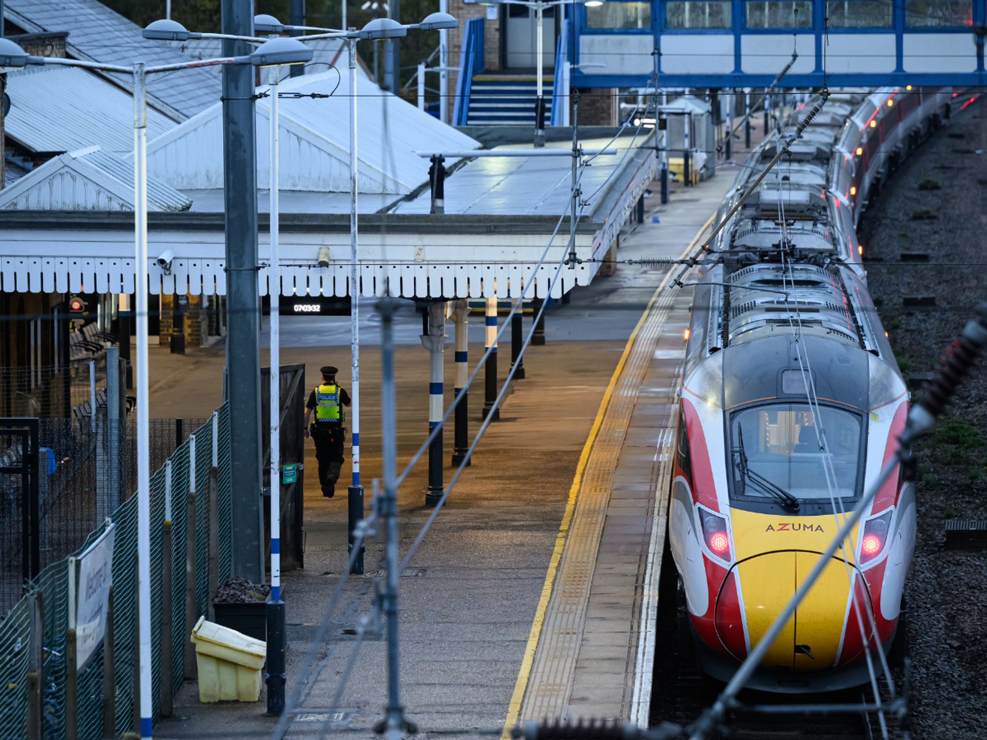 Police at British railway station