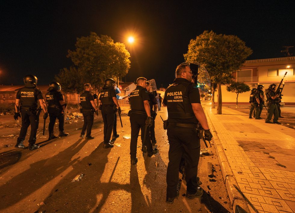 Police at Spain migrant protests