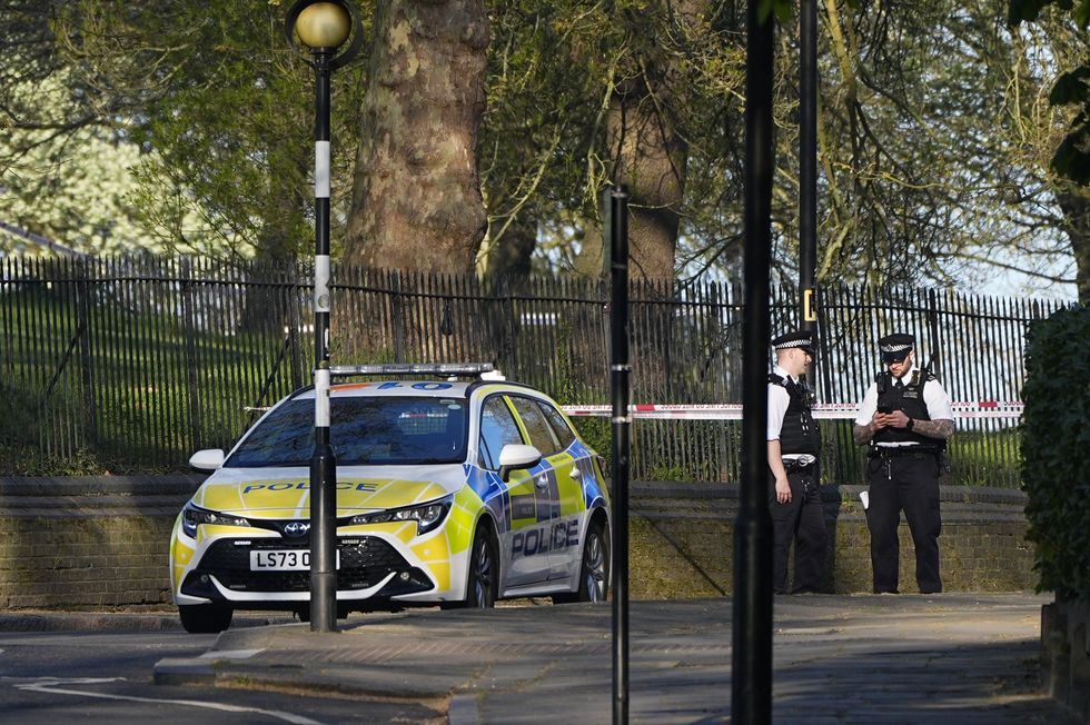 Police at the scene after the fatal stabbing on Primrose Hill