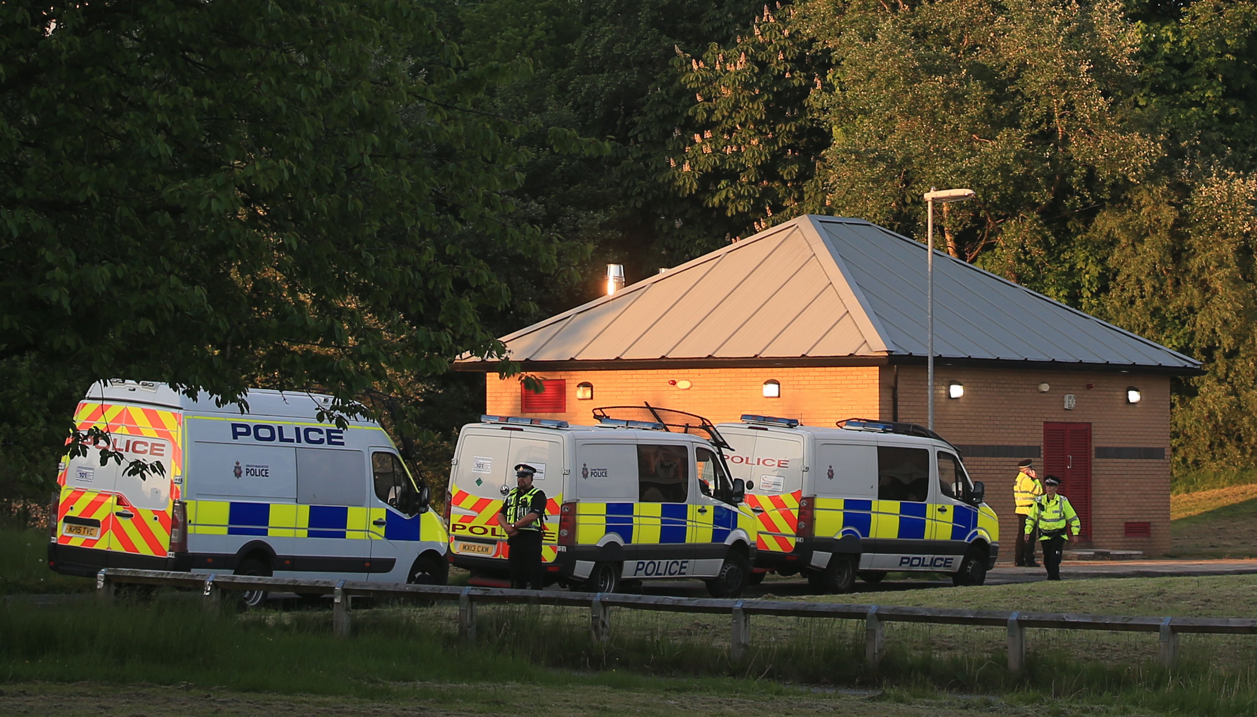 Police at the scene after they raided a block of flats in Blackley, north Manchester, following the attack on Manchester Arena where Abedi killed 22 people.