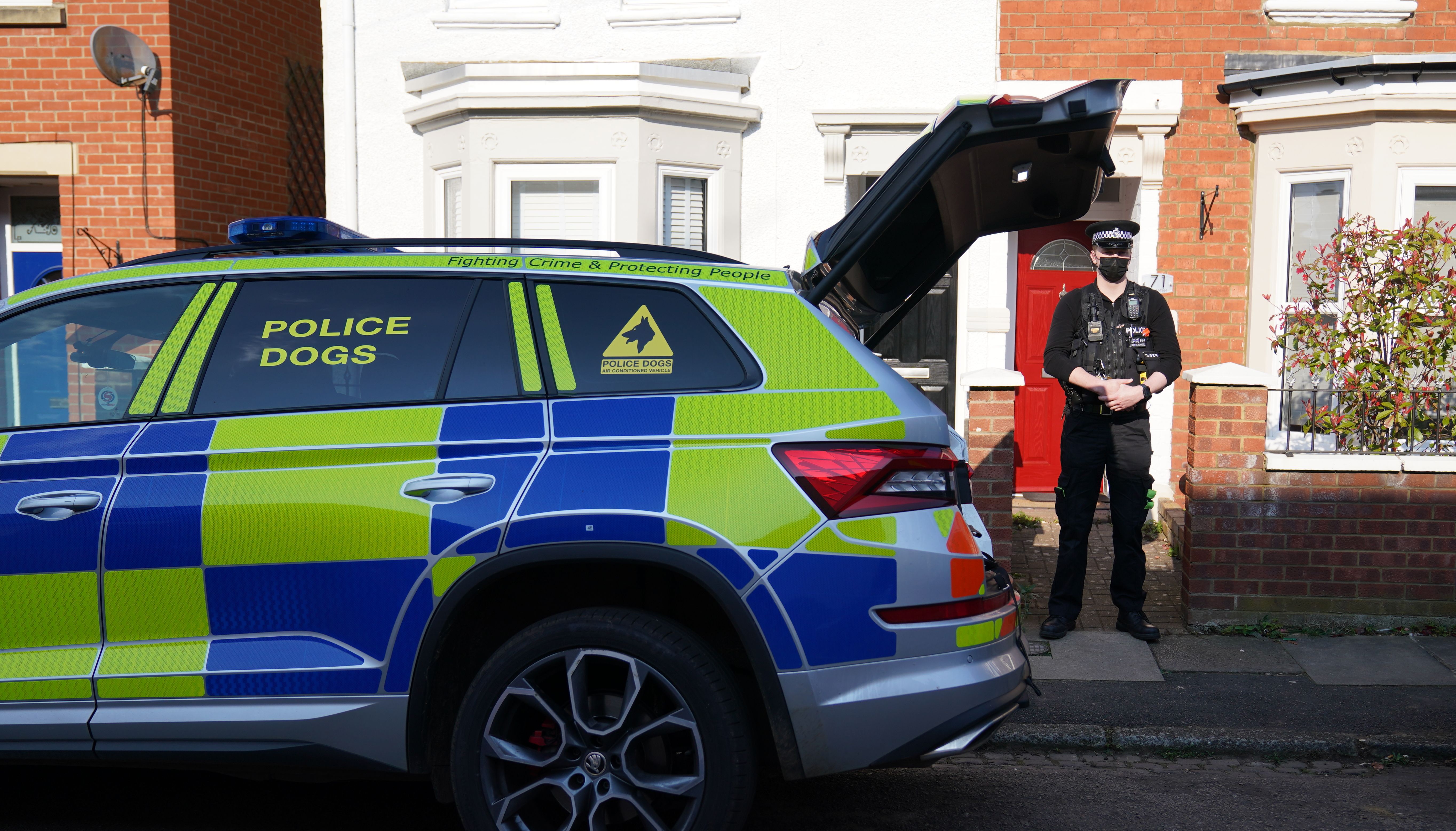 Police at the scene in Moore Street, Kingsley, Northampton following a discovery of a body in a rear garden. The remains are expected be taken to Leicester where they will be forensically examined by a Home Office pathologist but are believed to be that of a missing 42-year-old male.