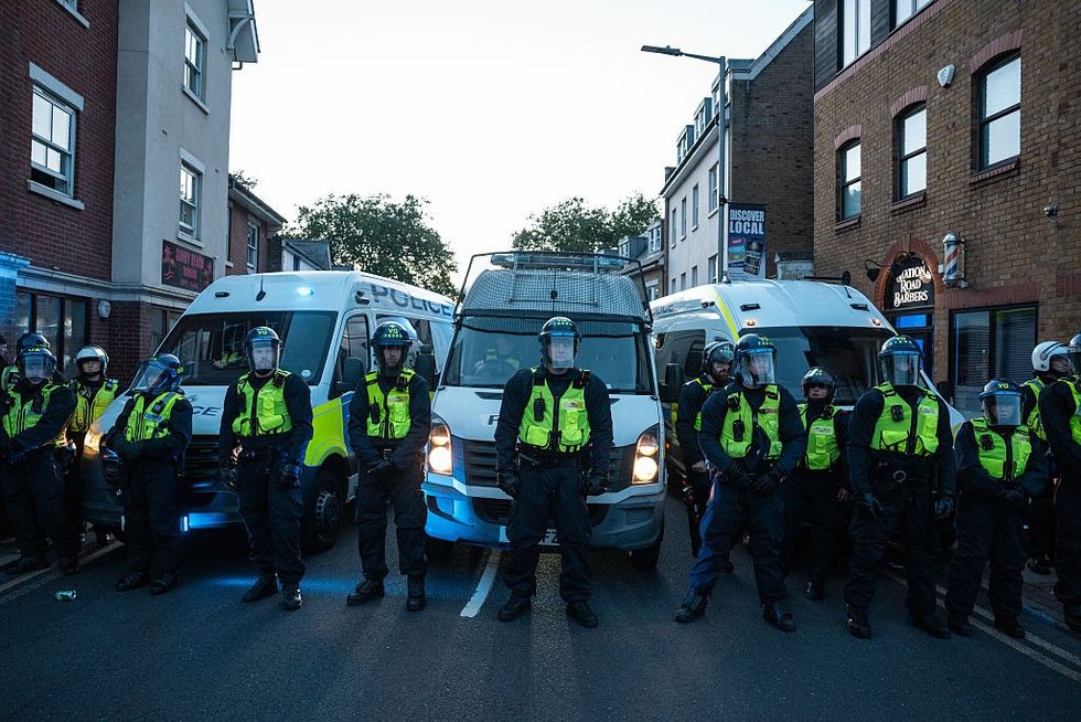 Policie na místě nepokoje v Eppingu