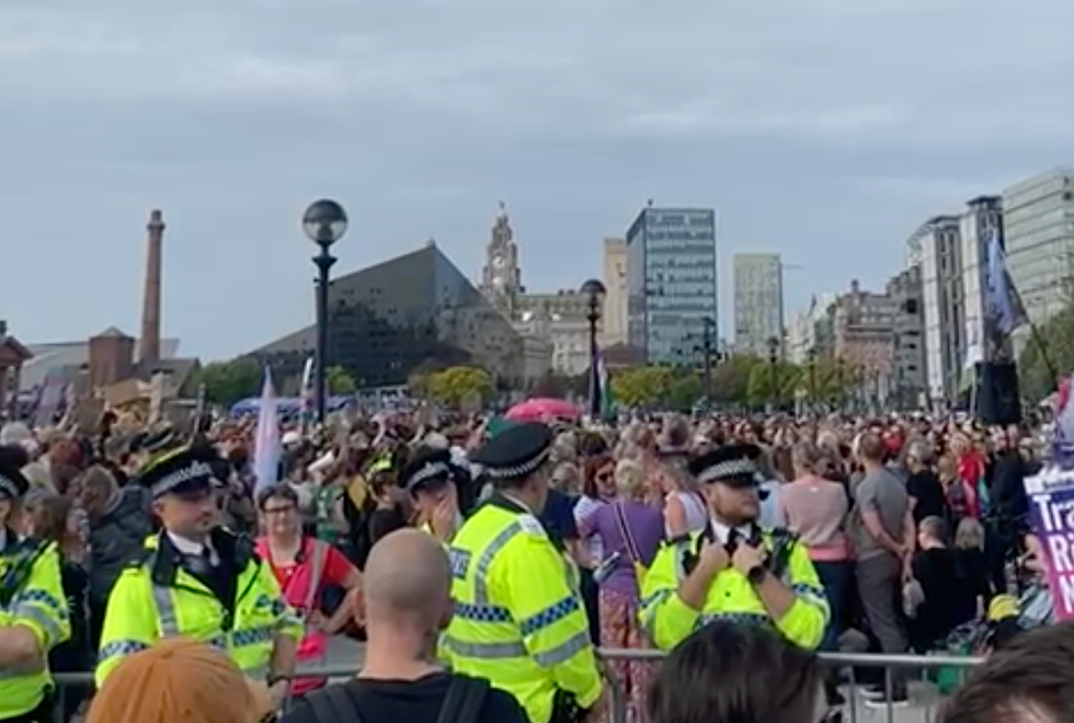 Police barrier at protest