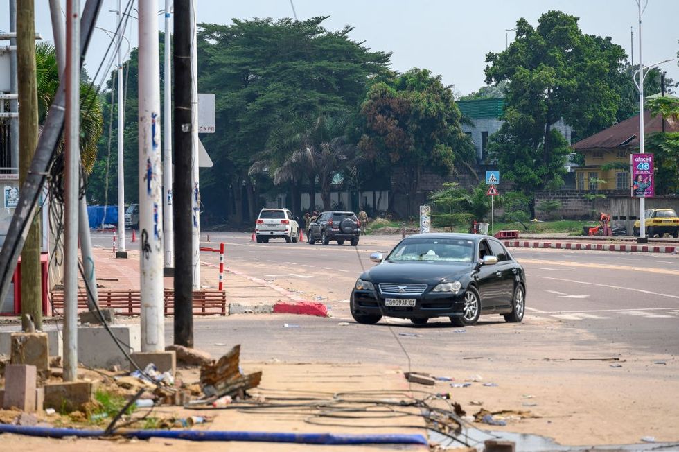Police block a road
