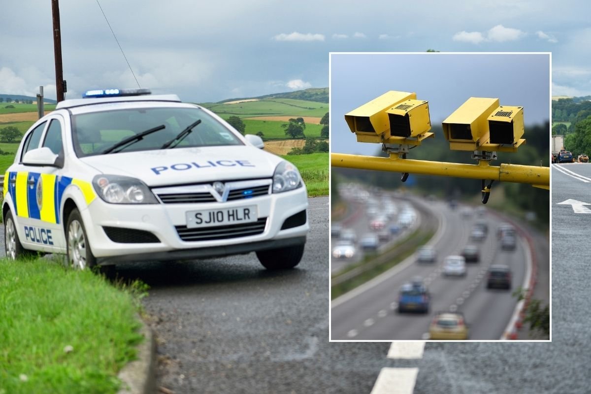 Police car and speed cameras