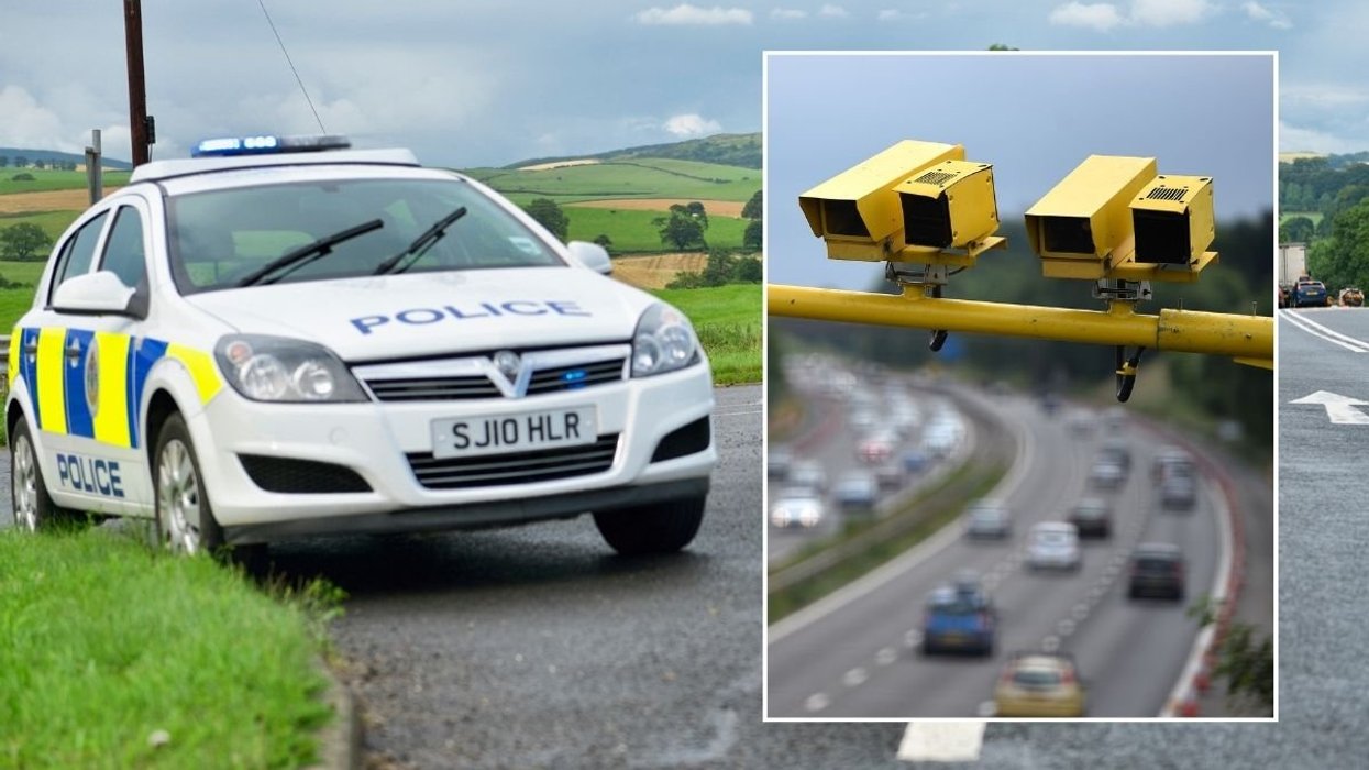 Police car and speed cameras