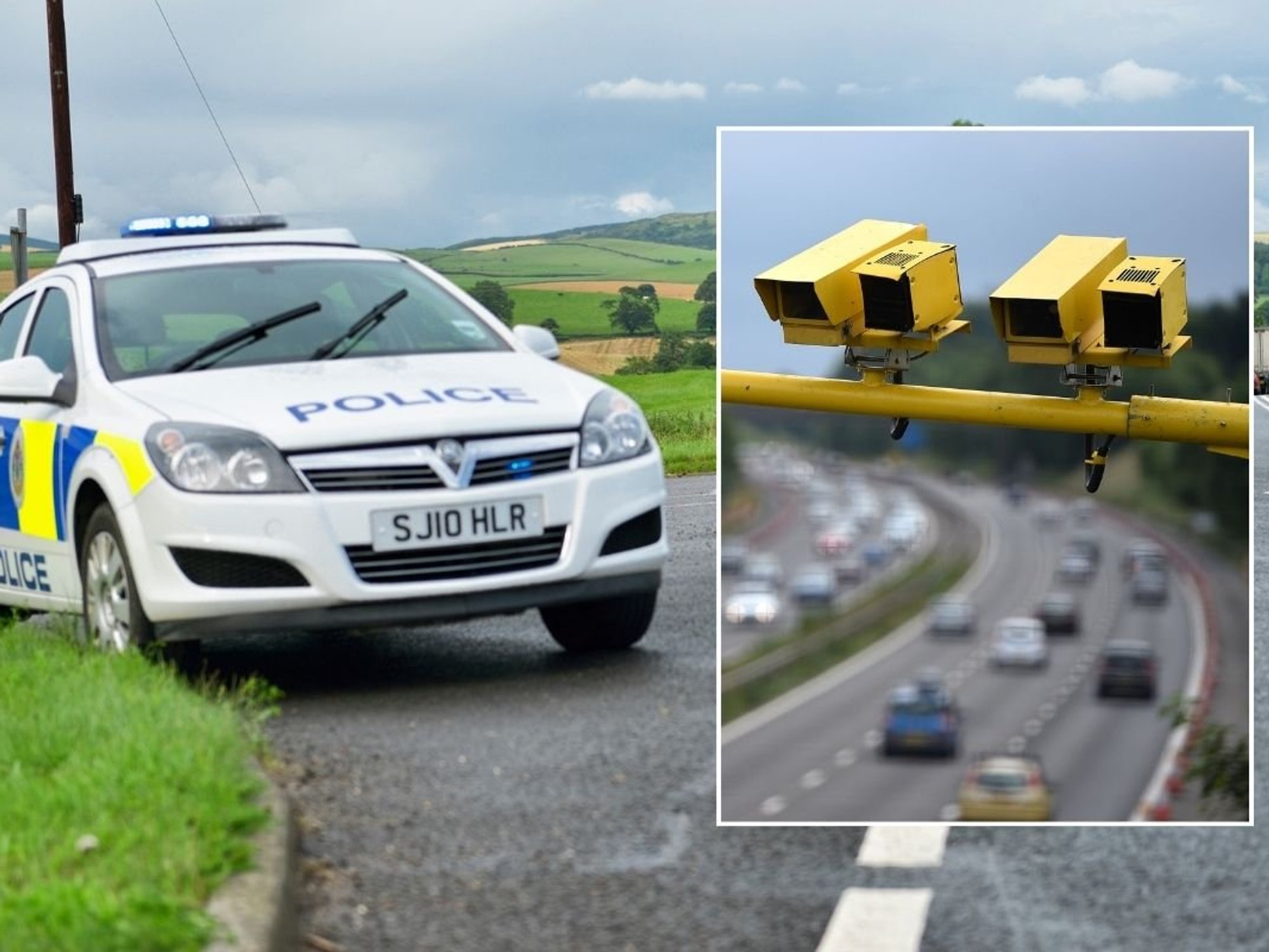 Police car and speed cameras