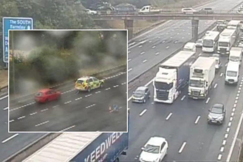 Police car and traffic on the M1