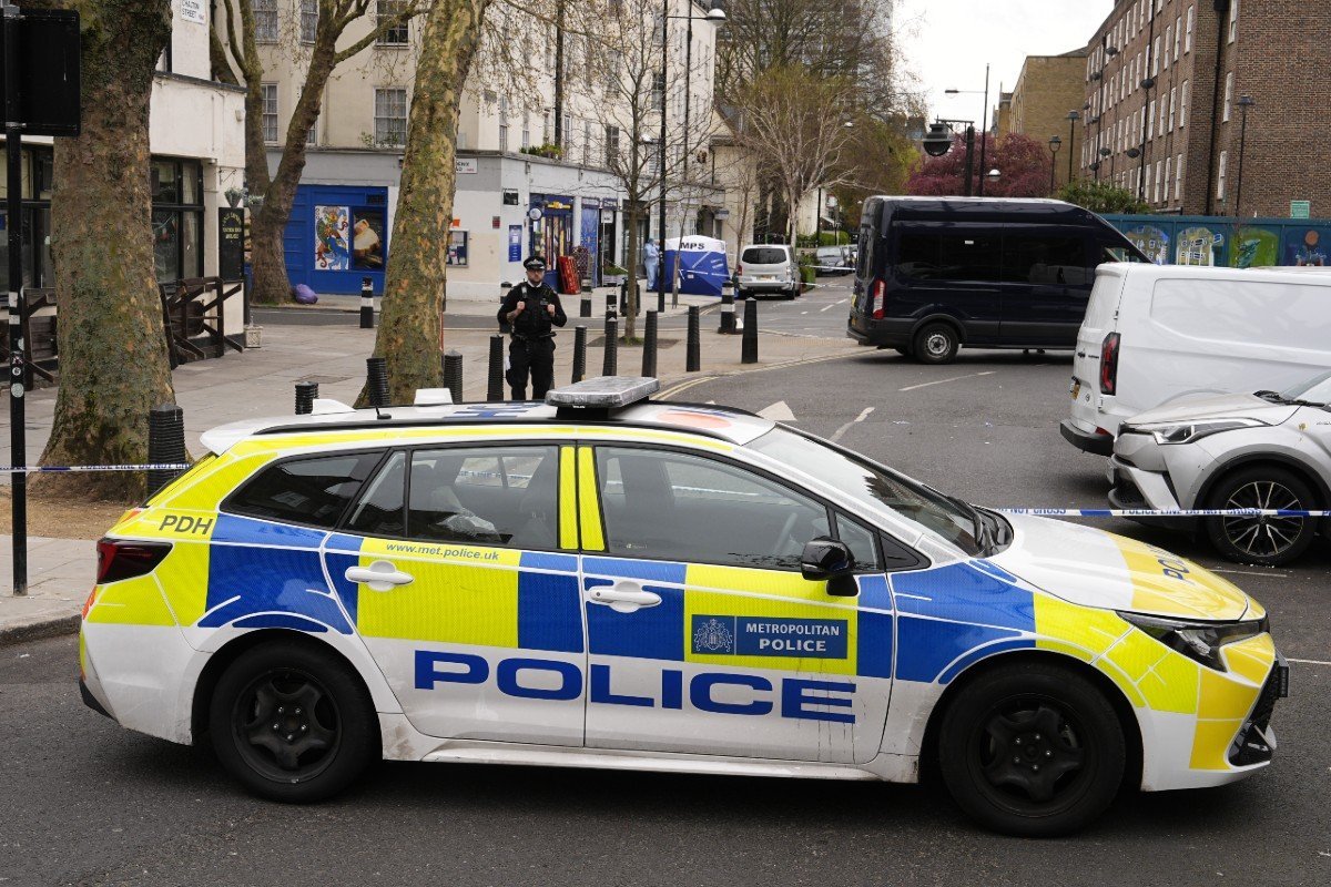 Police car near Euston station following fatal shooting