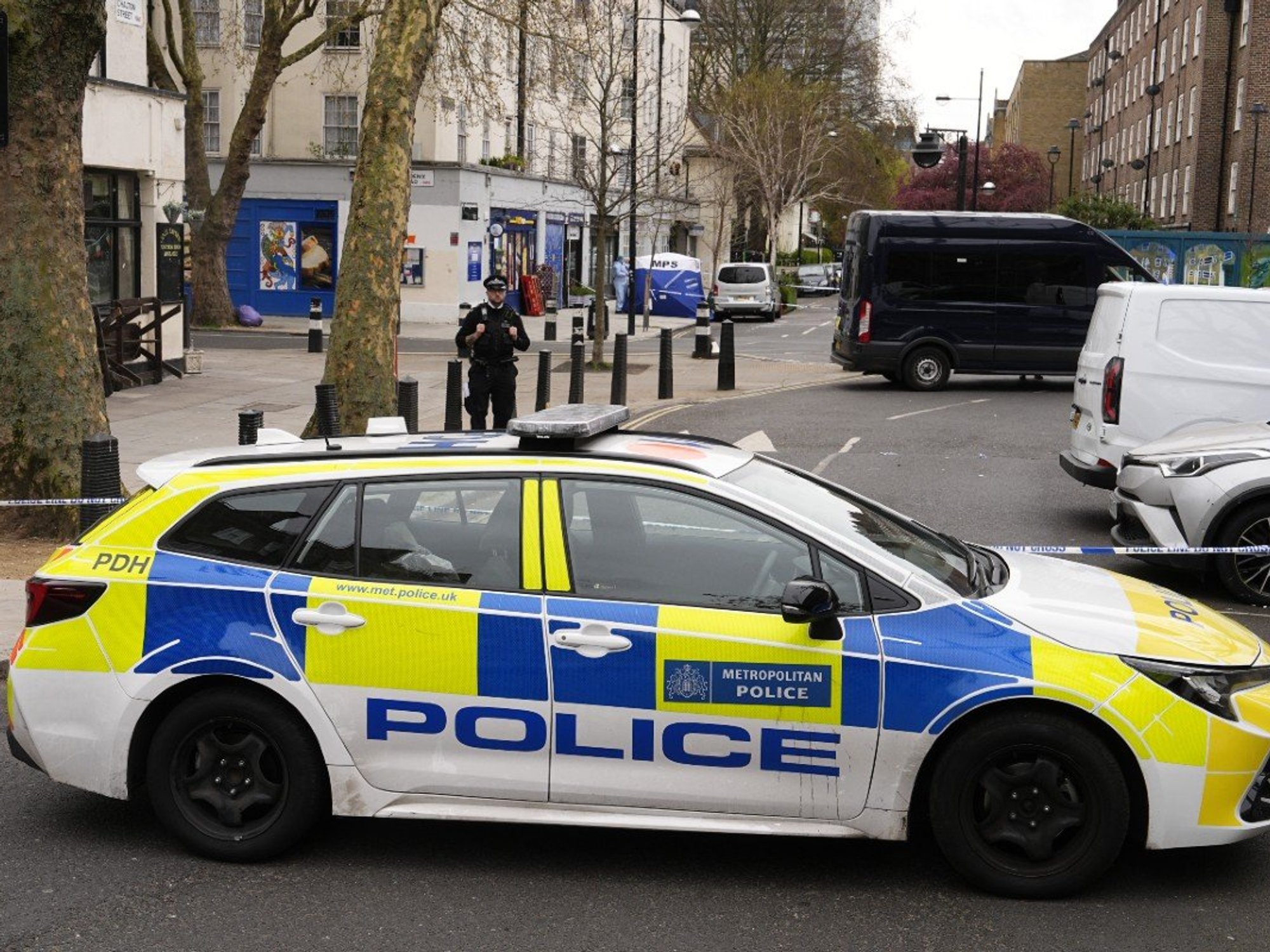 Police car near Euston station following fatal shooting