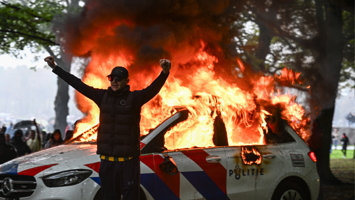 Police car on fire