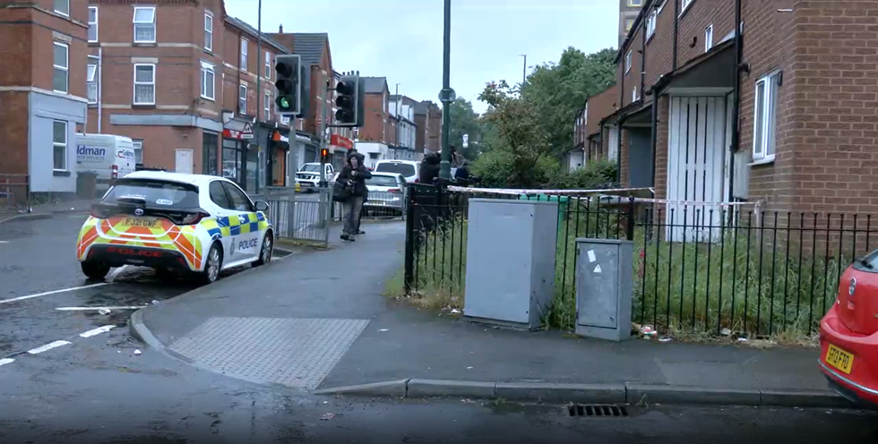 Police car outside Hartley Road in Radford