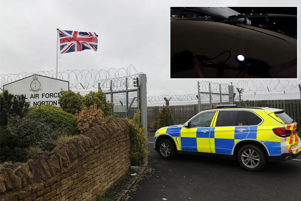Police car outside the RAF Base