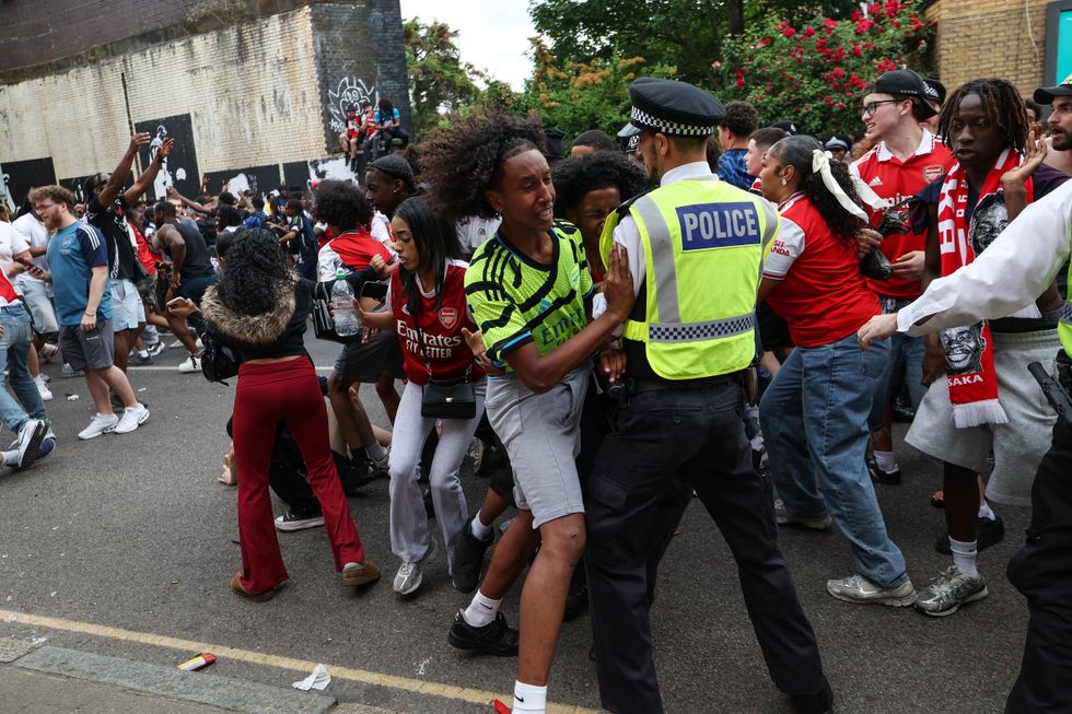 Police clashed with Arsenal fans on the streets of London