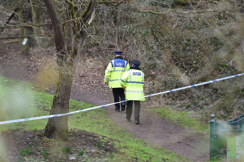 Police community support officers at the scene in Culcheth Linear Park in Warrington, Cheshire after a teenage girl was found dead in the park with serious injuries. Cheshire Constabulary said officers were called to the park at around 3.13pm on Saturday following reports about the girl. Emergency services attended but the teenager was pronounced dead at the scene. Picture date: Sunday February 12, 2023.