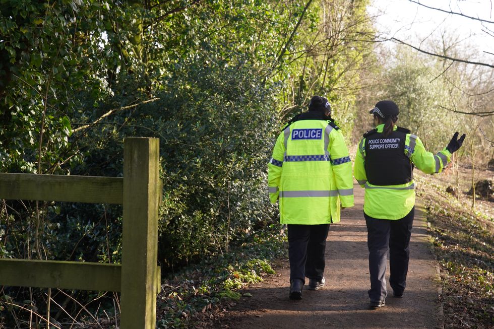 Police community support officers in St Michael's on Wyre, Lancashire, as police continue their search for missing woman Nicola Bulley, 45, who was last seen on the morning of Friday January 27, when she was spotted walking her dog on a footpath by the nearby River Wyre. Picture date: Thursday February 9, 2023.